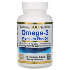 Фотография - Риб'ячий жир Omega 3 Premium Fish Oil California Gold Nutrition 180 мг EPA/120 мг DHA 100 капсул