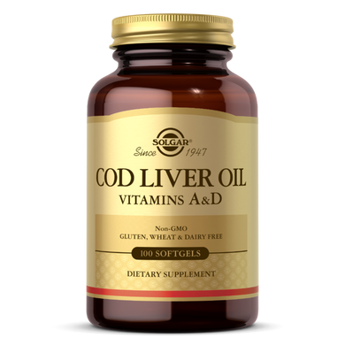 Фотография - Вітамін А і D з печінки тріски Vitamin А and D Cod Liver Oil Solgar 100 капсул