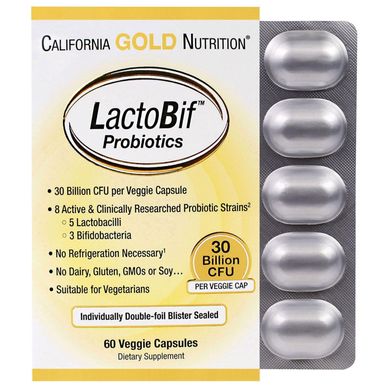 Пробиотики LactoBif California Gold Nutrition 30 млд 60 капсул