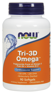 Фотография - Рыбий жир Омега 3 + витамин D3 Tri-3D Omega Now Foods 90 капсул