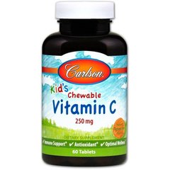 Фотография - Вітамін С жувальний для дітей Kid's Chewable Vitamin C Carlson Labs мандарин 250 мг 120 таблеток