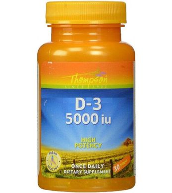 Фотография - Вітамін D3 Vitamin D3 Thompson 5000 МО 30 гелевих капсул