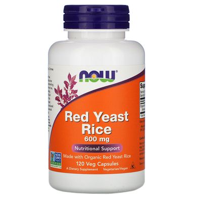 Червоний дріжджовий рис Red Yeast Rice Now Foods 600 мг 120 капсул
