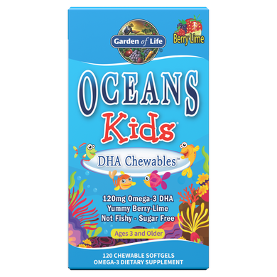 Фотография - Риб'ячий жир для дітей Oceans Kids DHA Chewable Garden of Life ягоди лайм 120 жувальнихтаблеток