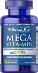 Фотография - Мультивітаміни для підлітківMega Vita Min for Teens Puritan's Pride 120 каплет
