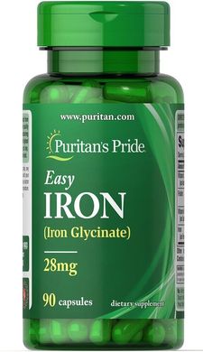 Железо Easy Iron Glycinate Puritan's Pride 28 мг 90 гелевых капсул