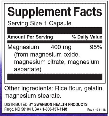 Комплекс магнію Triple Magnesium Complex Swanson 400 мг 100 капсул