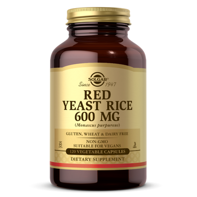 Красный дрожжевой рис Red Yeast Rice Solgar 600 мг 120 капсул