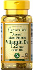 Фотография - Вітамін Д3 Vitamin D3 Puritan's Pride 5000 МО 200 капсул
