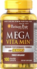 Фотография - Мультивітаміни для літніх Mega Vita Min for Seniors Puritan's Pride 100 каплет