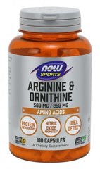 L-Аргінін і орнітін 500/250 Now Foods 100 капсул