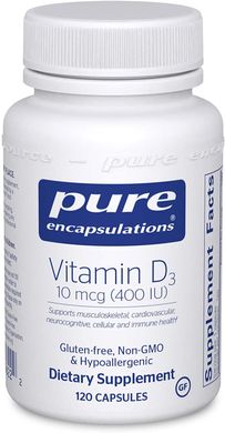 Фотография - Витамин D3 Vitamin D3 Pure Encapsulations 400 МЕ 120 капсул