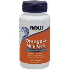 Фотография - Рыбий жир Omega-3 Mini Gels Now Foods 500 мг 90 капсул