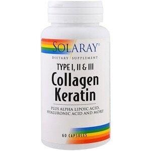 Коллаген и кератин тип I II III Collagen Keratin Solaray 60 капсул