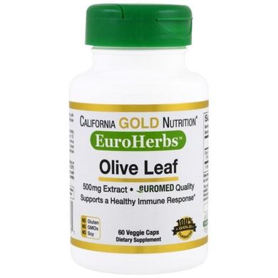 Екстракт листя оливи Olive Leaves California Gold Nutrition 500 мг 60 капсул