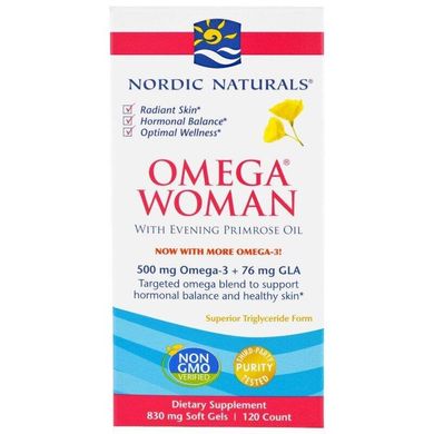 Фотография - Омега-3 + вечірня примула для жінок Omega With Evening Primrose Nordic Naturals лимон 830 мг 120 капсул
