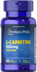 Фотография - L- карнітин L-Carnitine Puritan's Pride 500 мг 60 каплет
