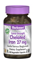 Залізо Extra-Strength Chelated Iron Bluebonnet Nutrition 27 мг 90 капсул