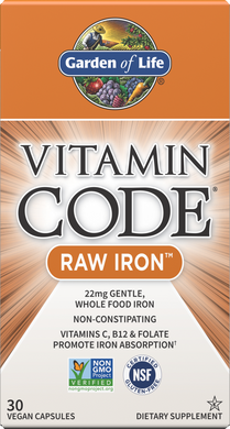 Сырое железо RAW Iron Garden of Life Vitamin Code 30 капсул