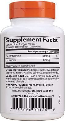 Фотография - Бенфотиамин Benfotiamine Doctor's Best 150 мг 120 капсул
