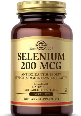 Селен Selenium Solgar без дрожжей 200 мкг 100 таблеток, 100