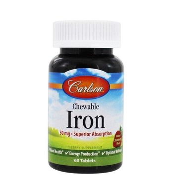 Железо Chewable Iron Carlson Labs клубника 30 мг 60 таблеток
