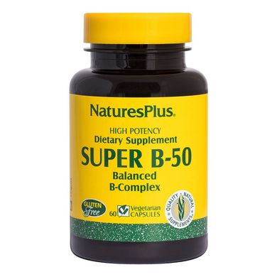 Комплекс витаминов В Super B-50 Vcaps Nature's Plus 60 капсул