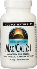 Магній і кальцій 2:1 Mag/Cal 2:1 Source Naturals 370 мг 90 капсул
