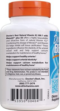Фотография - Витамин К2 Vitamin K2 MK-7 + Vitamin D3 Doctor's Best 180 мкг 60 капсул