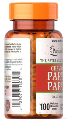 Фотография - Пищеварительные ферменты папаин Papaya Papain Puritan's Pride 100 жевательных таблеток