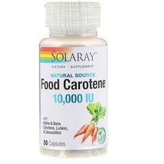 Бета-каротин Food Carotene Solaray 10000 МО 30 капсул