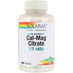 Кальцій і магній цитрат Cal-Mag Citrate Hifg Potency 1:1 Solaray 180 капсул
