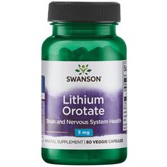 Фотография - Літій оротат Lithium Orotate Swanson 5 мг 60 капсул