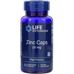 Цинк Zinc Caps High Potency Life Extension 50 мг 90 капсул