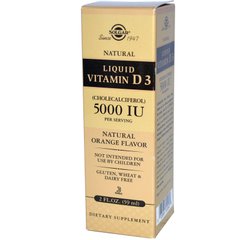 Фотография - Вітамін D3 Liquid Vitamin D3 Solgar 5000 МО апельсин 59 мл