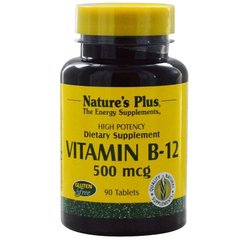 Вітамін В12 Vitamin B12 Nature's Plus 500 мкг 90 таблеток