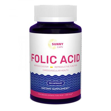 Фотография - Фолієва кислота Folic Acid Sunny Caps 400 мкг 100 капсул