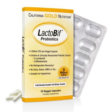 Пробиотики LactoBif Probiotics California Gold Nutrition 5 млд 10 капсул