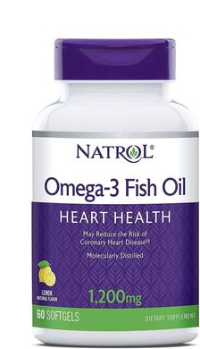 Фотография - Рыбий жир Омега-3 Omega-3 Natrol лимон 1200 мг 60 капсул