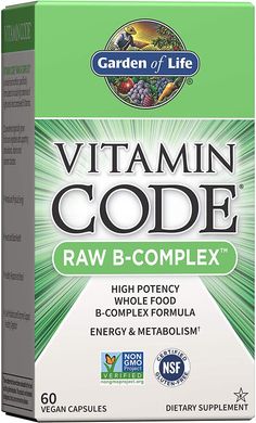 Комплекс витаминов В сырые витамины Vitamin Code Raw B-complex Garden of Life 60 капсул