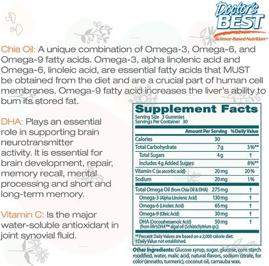 Фотография - Вегетаріанська Омега 3-6-9 Omega + DHA Doctor's Best цитрус 90 желейних цукерок