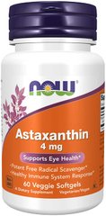 Астаксантин Astaxanthin Now Foods 4 мг 60 капсул