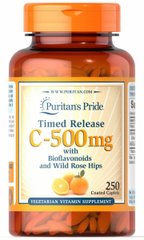 Фотография - Витамин С с биофлавоноидами Vitamin C-500 Rose Hips Time Release Puritan's Pride 500 мг 250 каплет