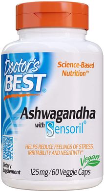 Ашвагандха Ashwagandha Featuring Sensoril Doctor's Best 125 мг 60 капсул