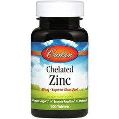 Цинк хелат Chelated Zinc Carlson Labs 30 мг 100 таблеток