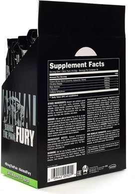 Предтренировочний комплекс Animal Fury Stick Pack Box Animal Nutrition зелене яблуко 20*16.63г
