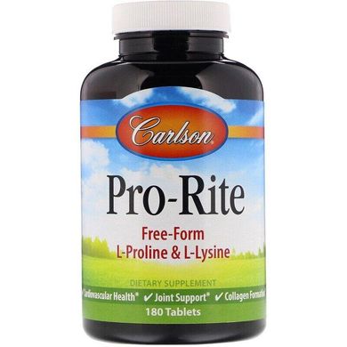 L-пролин L-лизин Pro-Rite Proline & Lysine Carlson Labs 180 таблеток