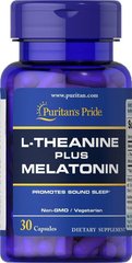 L-теанін плюс мелатонін L-Theanine Plus Melatonin Puritan's Pride 30 капсул