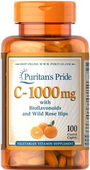 Фотография - Вітамін С з біофлавоноїдами Vitamin C Puritan's Pride шипшина 1000 мг 100 каплет