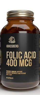 Фотография - Фолиевая кислота Folic Acid Grassberg 400 мкг 60 капсул
